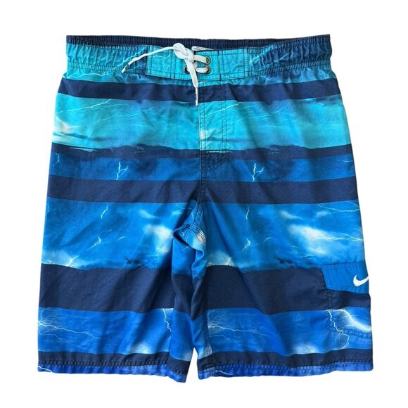 Nike Mens Swim Trunks Shorts Mens Medium Lined Pockets Storm Graphic Blue AOP - Picture 1 of 7